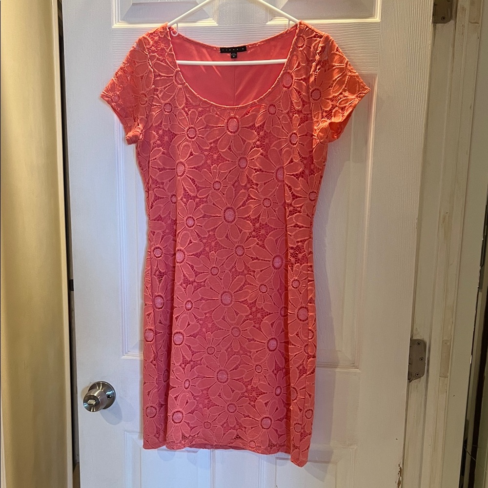 Coral Floral Lace Dress